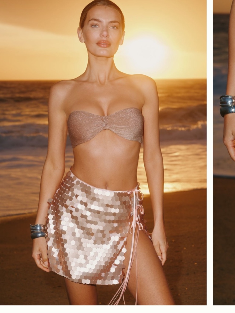 Anthropologie Rose Gold Sequin A-Line Mini Skirt